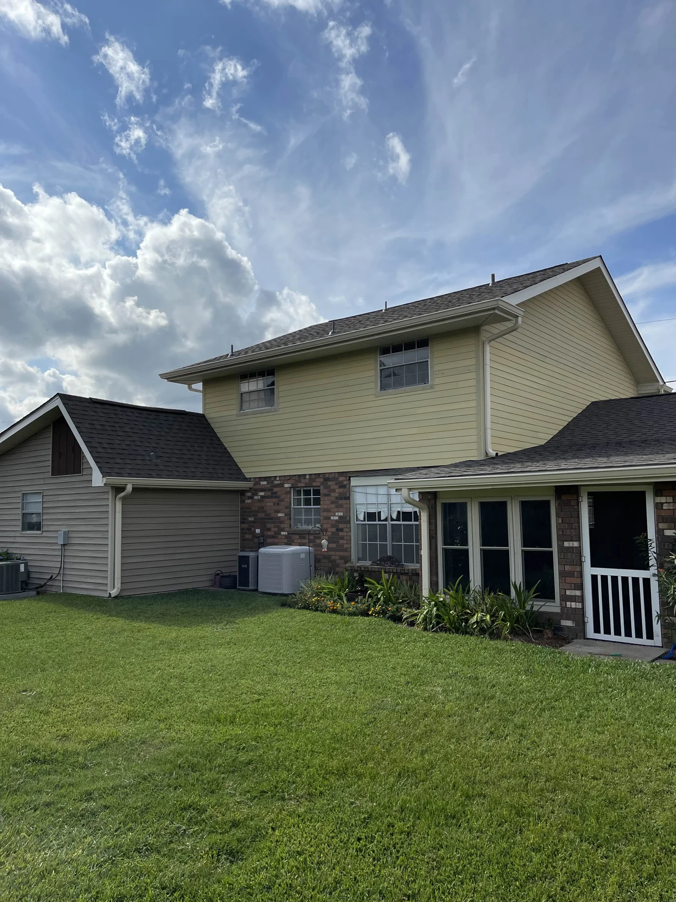 Gutters at the rear of a two-story home